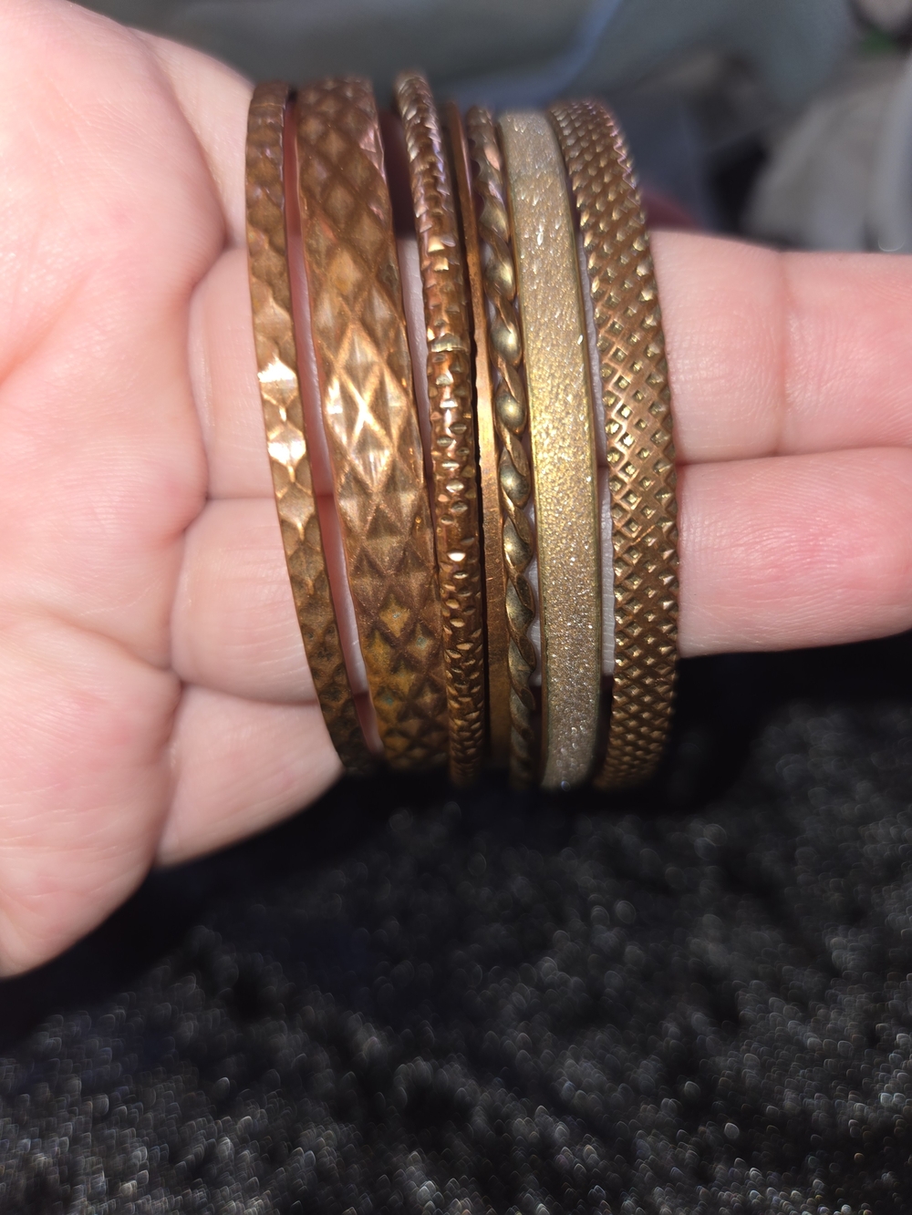 7 Copper & Mixed Metal Bangle Bracelets  - Women Jewelry